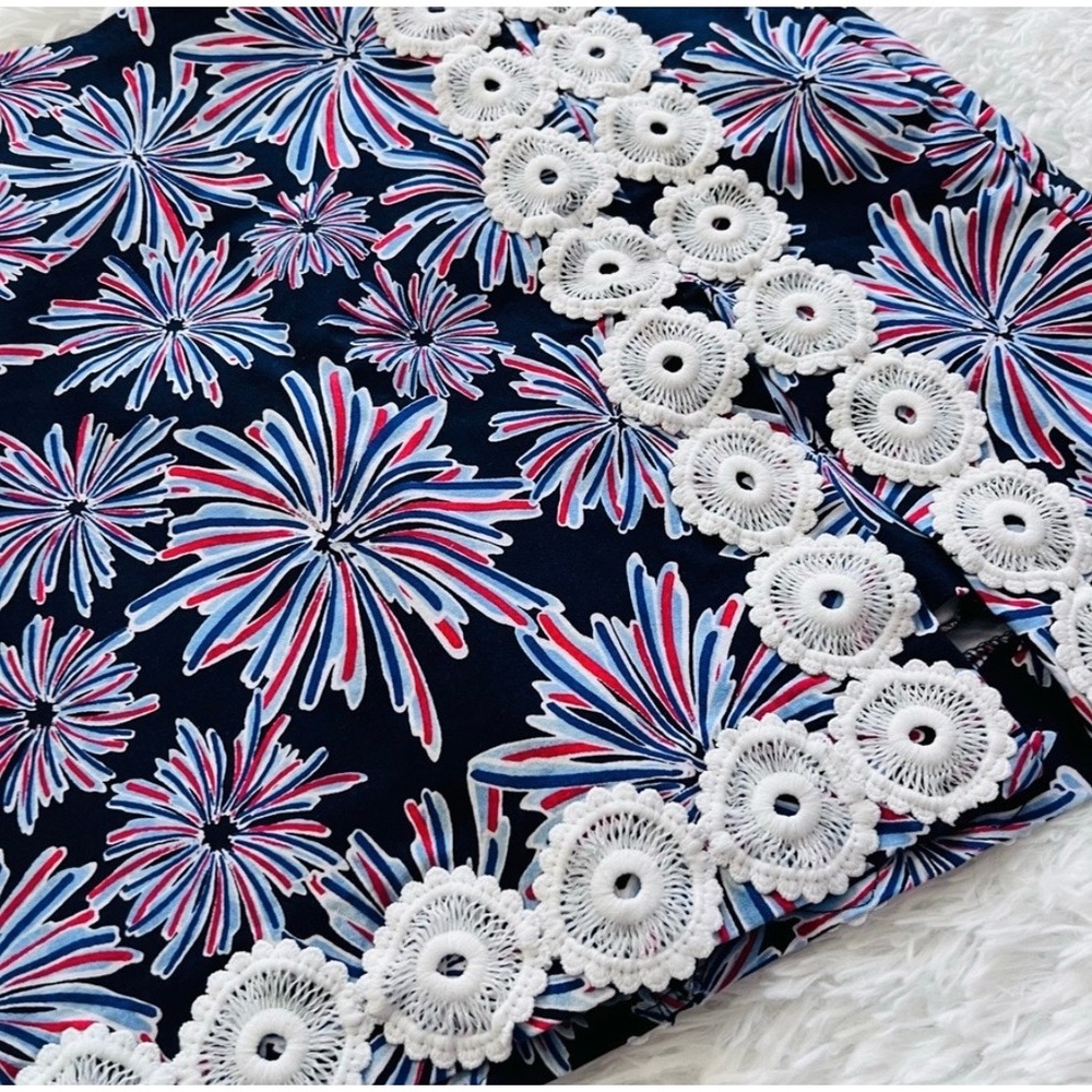 Crown & Ivy Firecracker Floral Skort Navy Red White Lace Trim Mini Skirt - Picture 3 of 10